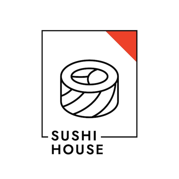 Minimalista modello di logo moderno di sushi nero e rosso