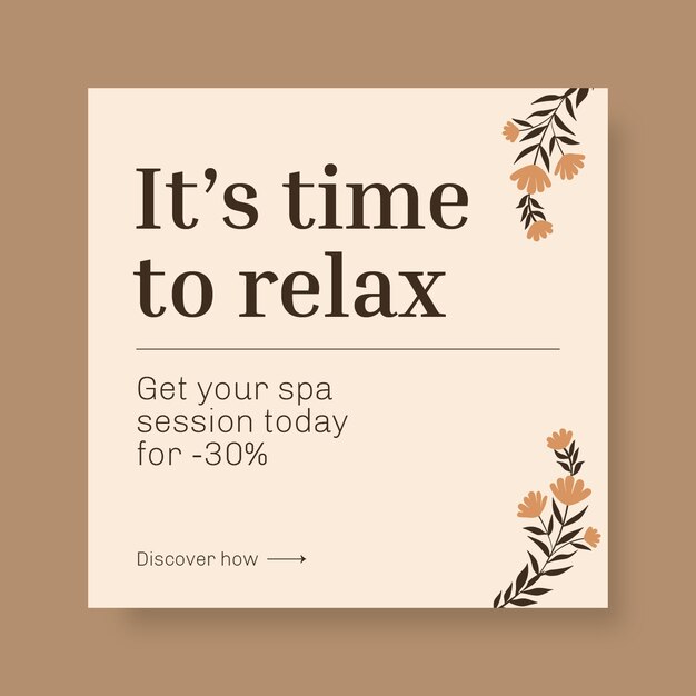 Minimalist monocolor spa instagram post
