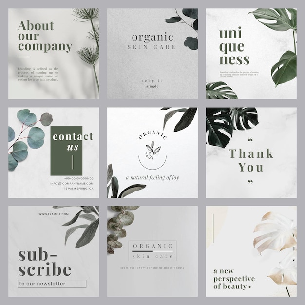 Minimalist natural marketing banner design template set