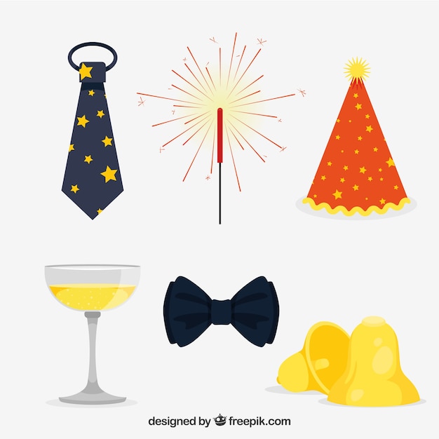 Free vector minimalist new year party element collection