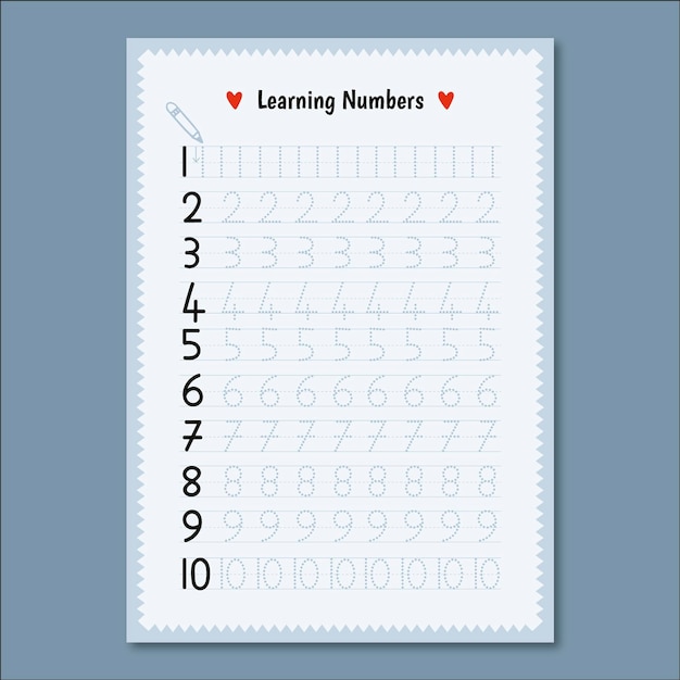 Minimalist number tracing template