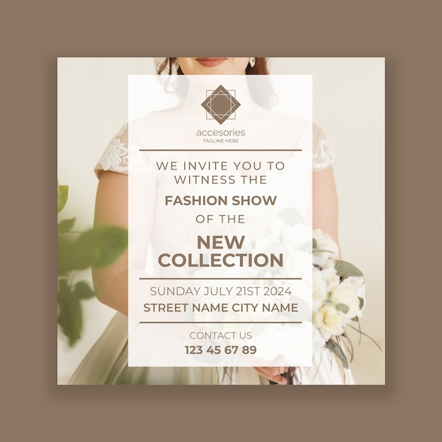 Minimalist online bridal shop invitation template