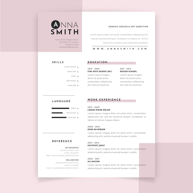 Free vector minimalist pastel curriculum vitae template