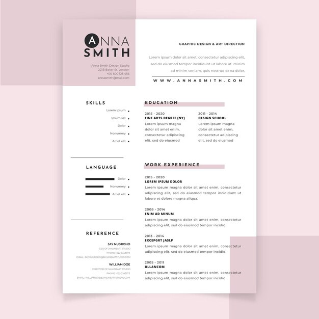 Minimalist pastel curriculum vitae template