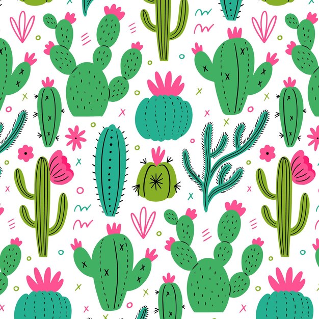 Minimalist pattern with cactus plants