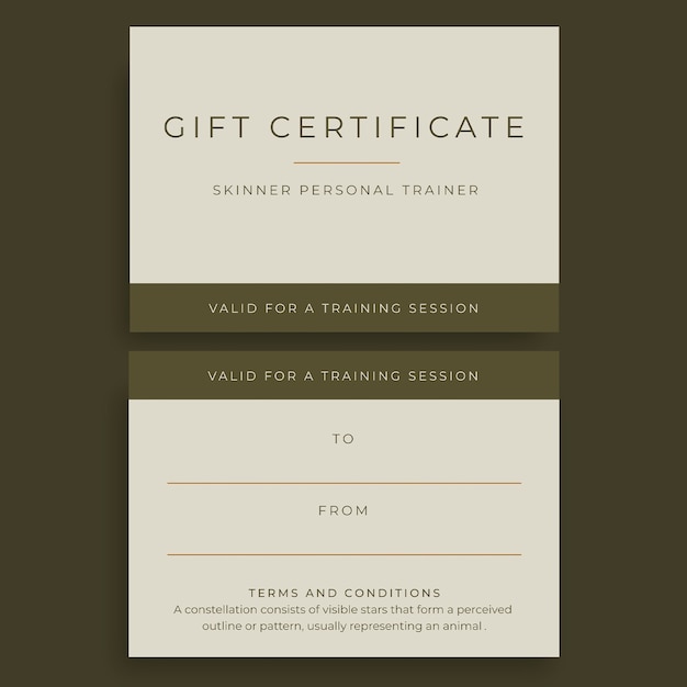 Free vector minimalist personal trainer gift certificate