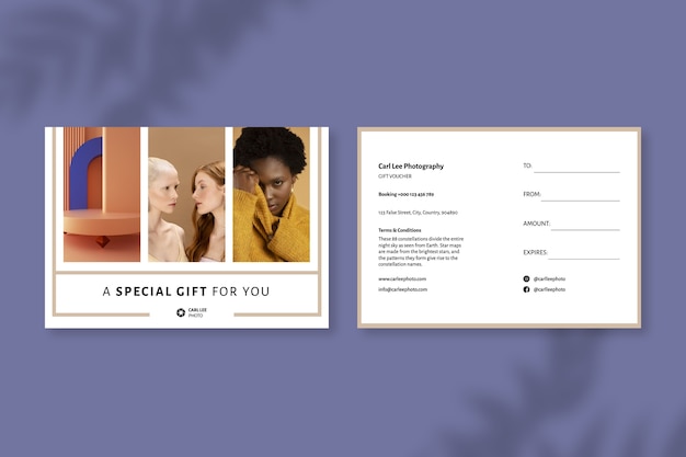 minimalist photographer gift certificate template