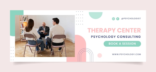 Free vector minimalist psychologist consultation facebook cover