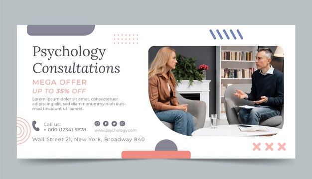 Minimalist psychologist consultation sale banner