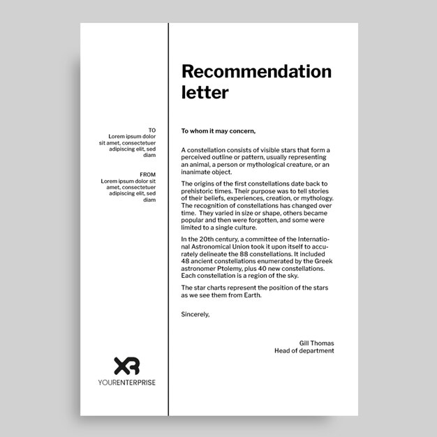 Minimalist recommendation letter