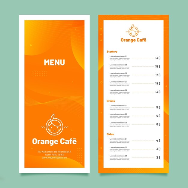 Minimalist restaurant menu template