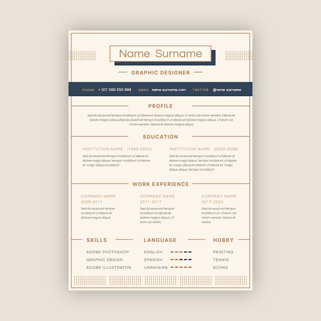 Free vector minimalist retro cv template