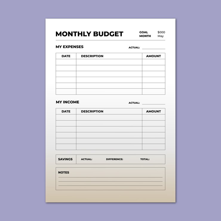 Free Vector minimalist shades budget planner