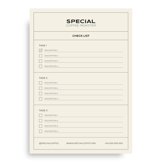 Minimalist special coffee roaster check list