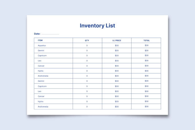 Free vector minimalist store stock inventory checklist