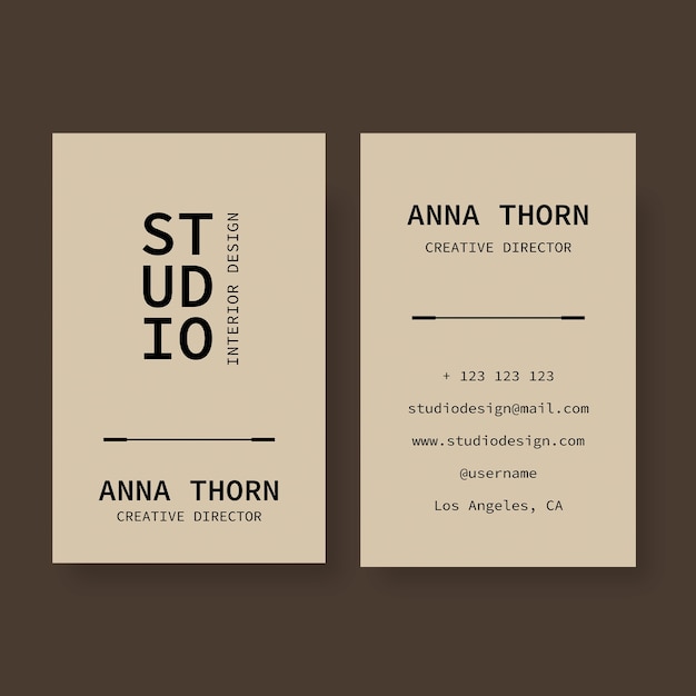 Free vector minimalist studio interior design business card