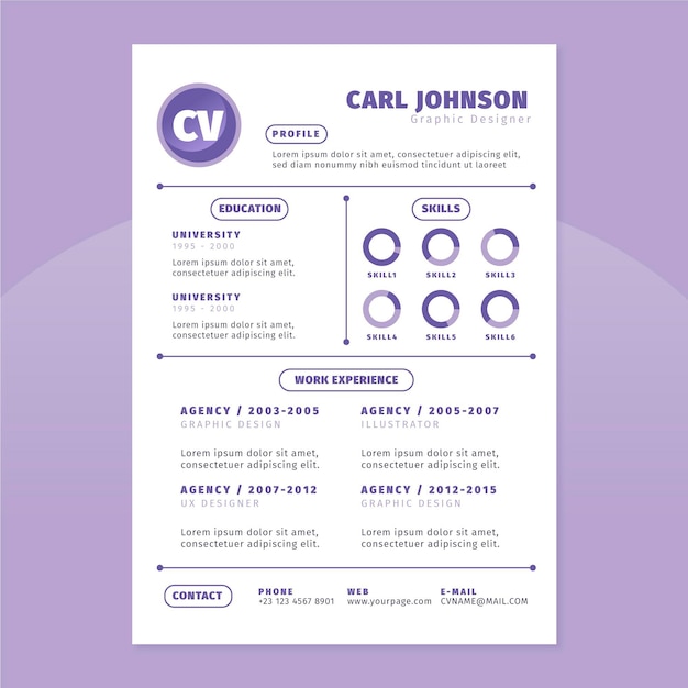 Minimalist style curriculum vitae template