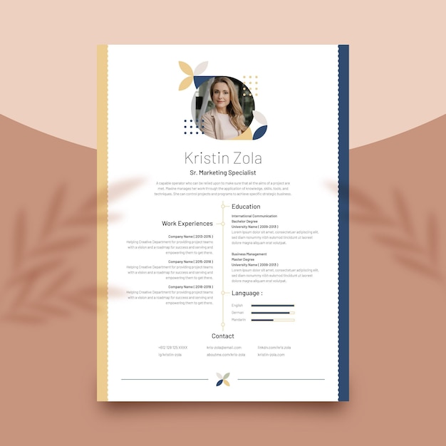 Minimalist style resume template