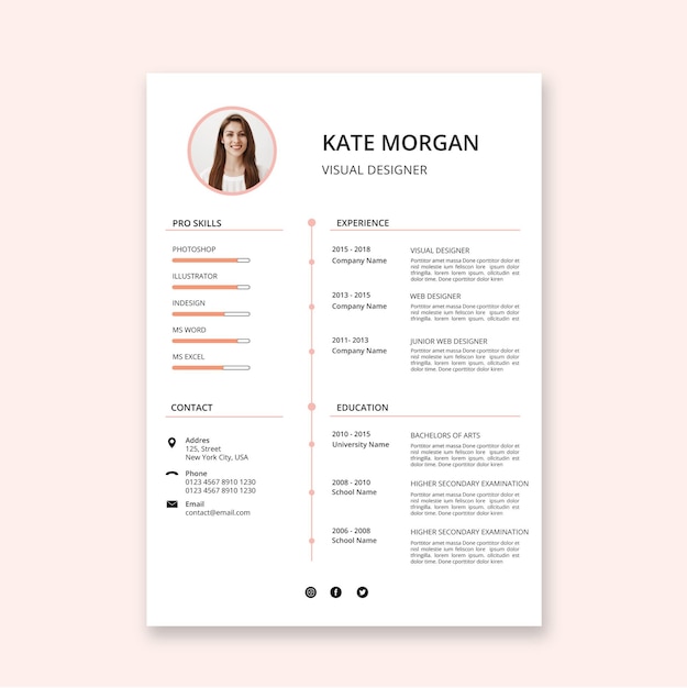 Free vector minimalist style resume templates