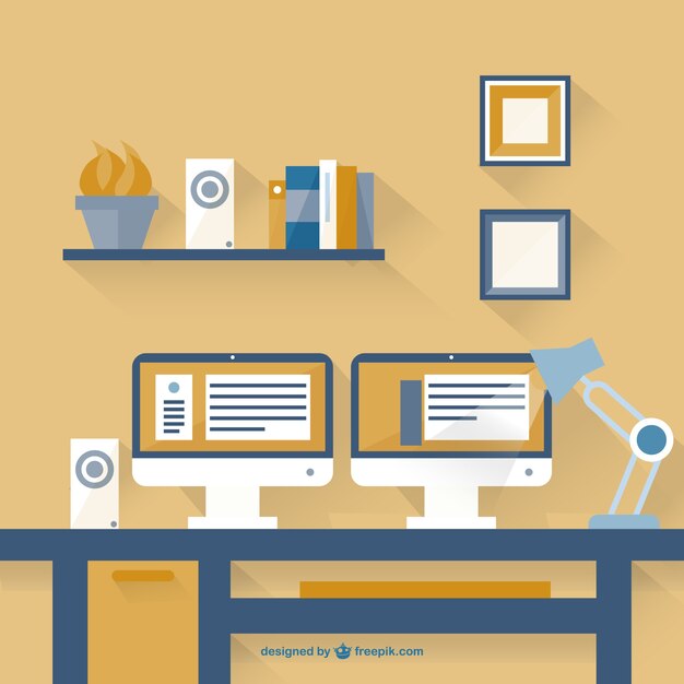 Free vector minimalist two monitors flat design