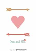 Free vector minimalist valentine's day card with a big heart and arrows