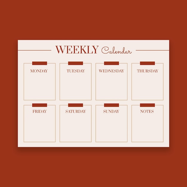 Free vector minimalist vintage weekly calendar