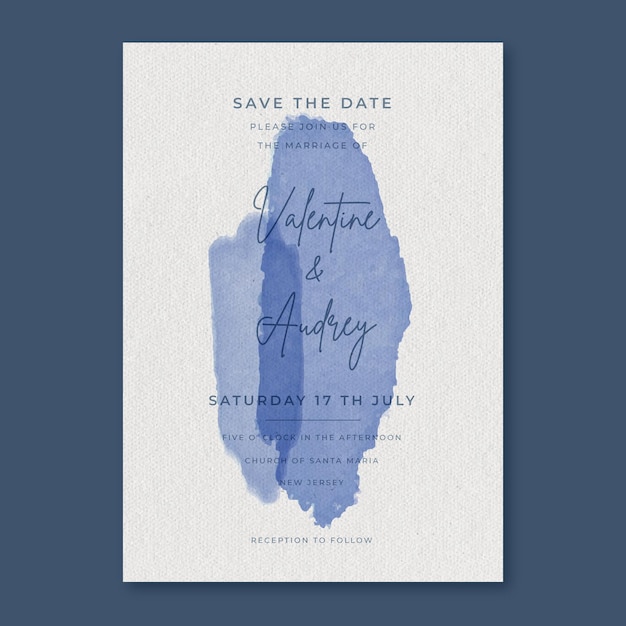 Free vector minimalist watercolor wedding invitation