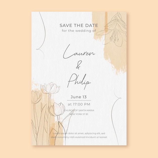 Minimalist watercolor wedding invitation