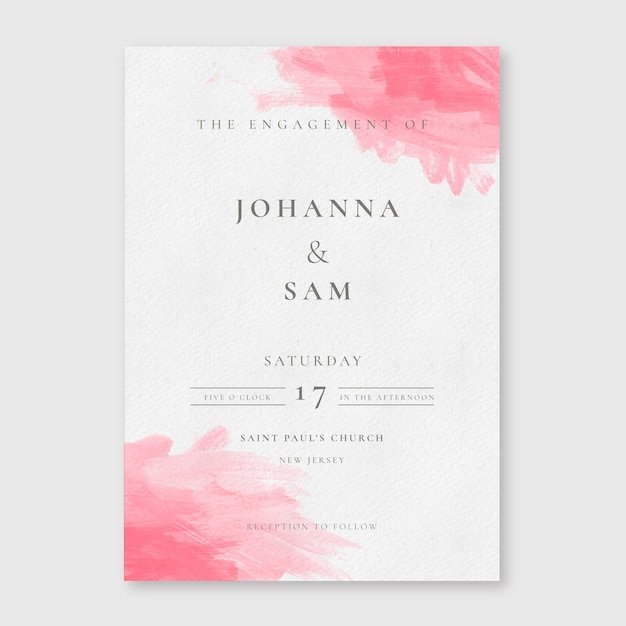 Free vector minimalist watercolor wedding invitations