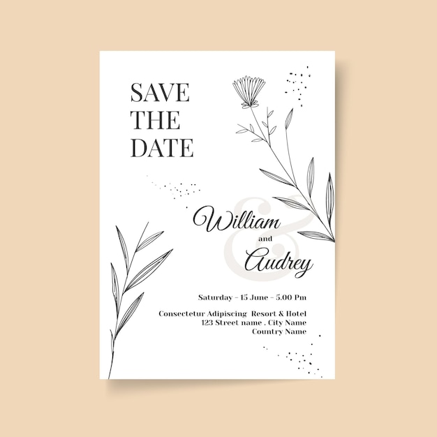 Free vector minimalist wedding invitation