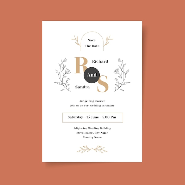 Free vector minimalist wedding invitation