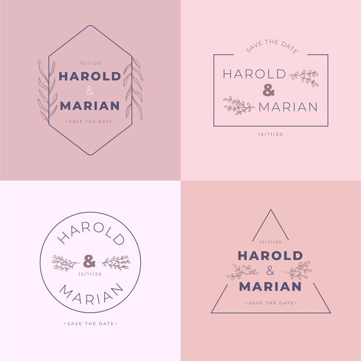 Free Vector minimalist wedding monograms in pastel colors pack