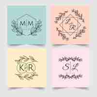 Free vector minimalist wedding monograms in pastel colors