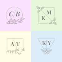 Vettore gratuito monogrammi di matrimonio minimalista in colori pastello