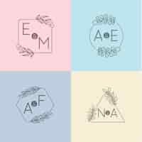 Free vector minimalist wedding monograms in pastel colors