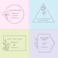 Free vector minimalist wedding monograms set in pastel colors