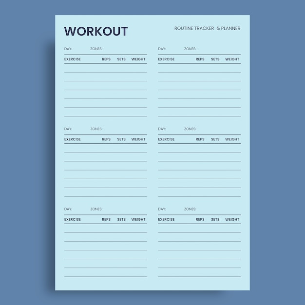 Free vector minimalist workout routine tracker & planner