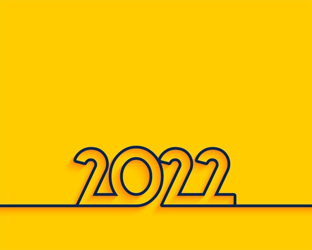 Minimalist yellow 2022 line style new year card design