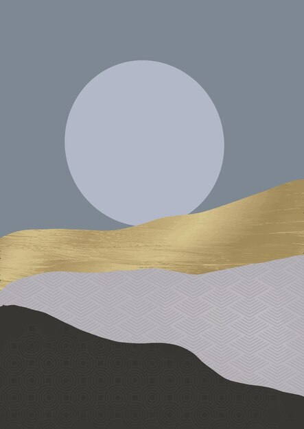 Minimalistic abstract Japanese themed landscape background