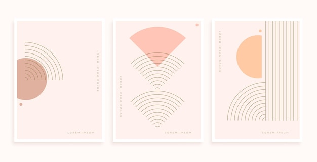 Free vector minimalistic boho pattern poster set for scandinavian touch