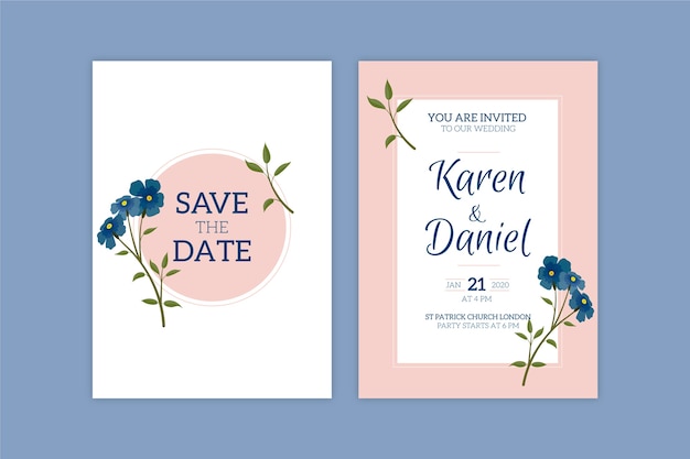 Minimalistic floral theme for wedding invitation template