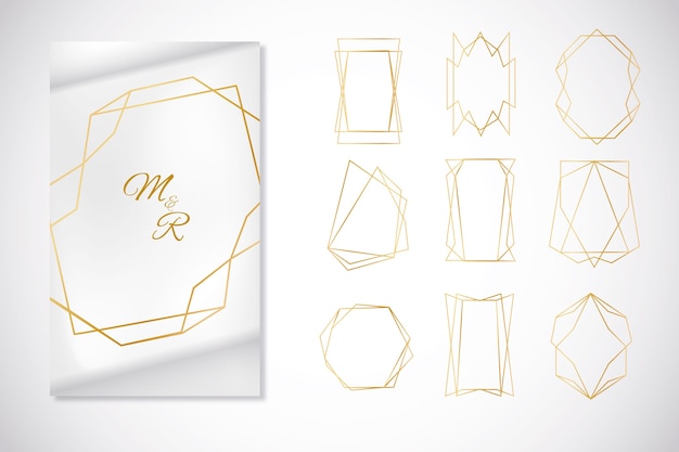 Minimalistic golden polygonal frame collection