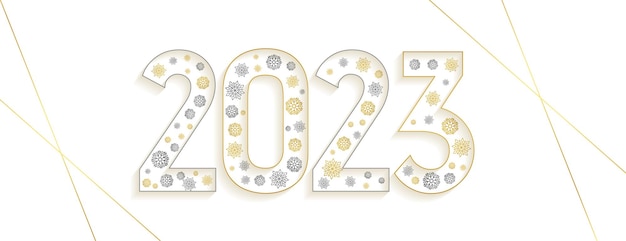 Minimalistic happy new year 2023 festival banner with snowflake