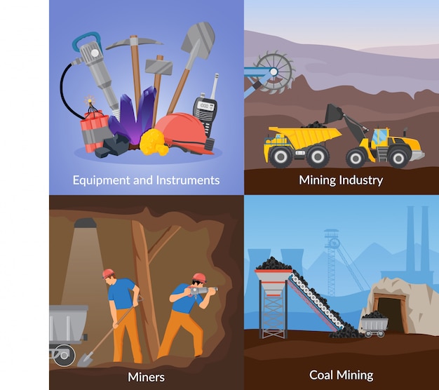 Free vector mining inductry flat design concept