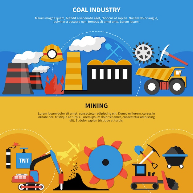 Free vector mining industry banners