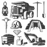 Free vector mining industry elements set