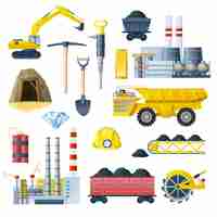 Free vector mining industry icon set