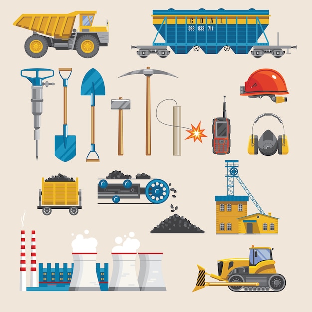 Free vector mining industry set