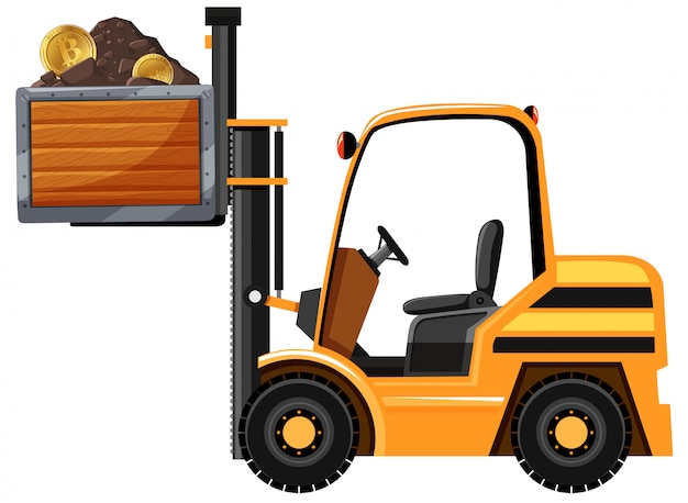 Free vector mining tractor and bitcoin