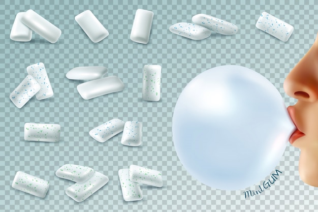 Free vector mint bubblegum realistic set